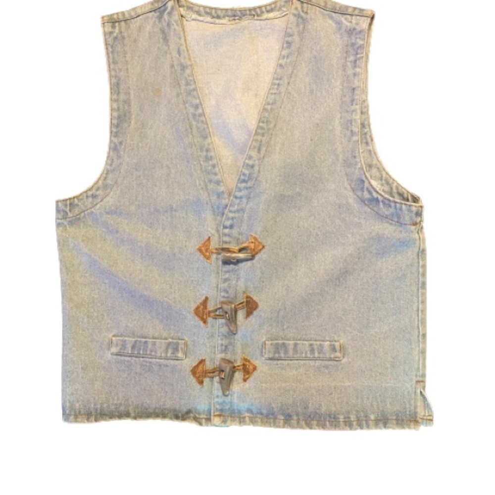 Vintage denim vest with toggle closure